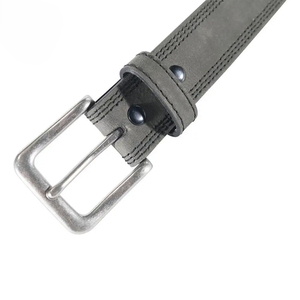 Ceinture en cuir de vache gris avec boucle rectangulaire, style formel durable - Product Image 3