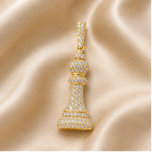 Sparkling Fully Iced Lab Grown Diamonds Custom 10K <b>Solid</b> <b>Gold</b> King Queen Chess Piece <b>Pendant</b> Men's Hip Hop Fine Jewelry necklace - Product Image 5