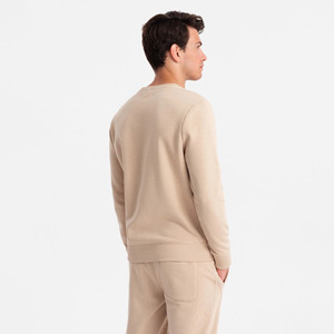 High Quality Custom Logo Mens Tracksuit Blank Plain Beige Crewneck Sweatshirt and Jogger <b>Set</b> OEM Sweat Suit Wholesale - Product Image 4