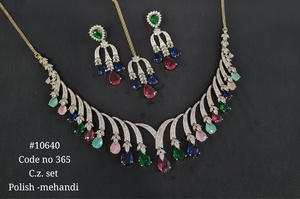Collar y Pendientes de Circonia Cúbica Verde Esmeralda 10640, Piedra Verde en Forma de Lágrima, Chapado en Rodio, para Bodas y Fiestas, para Mujer - Product Image 5