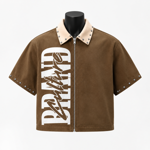 เสื้อเชิ้ตผู้ชายแบบลำลอง ผ้าคอตตอนออร์แกนิค 100% ป้องกันรอยยับ เป็นมิตรต่อสิ่งแวดล้อม แขนสั้น ปกคอพับ ปิดด้วยซิป - Product Image 1