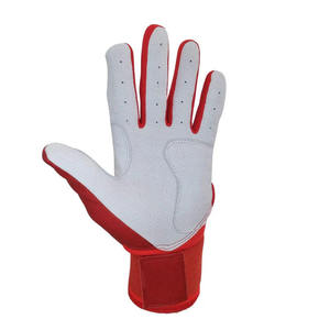 New Arrival Red <b>White</b> Leather Baseball Batting Gloves Breathable Palm Padding Grip Performance Adjustable Wrist Closure OEM - Product Image 4