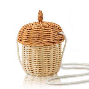 Bolso bandolera de ratán con forma de bellota, cesta tejida a mano para niños, cestas para bebés, precio competitivo - Product Image 1
