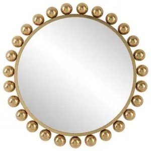 Miroir mural rond en métal au design moderne avec médaillons dorés superposés, finition laiton antique en aluminium, accent décoratif pour la maison - Product Image 4