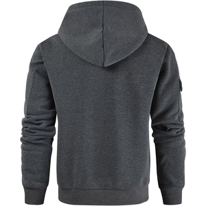 Sweat-shirt à capuche gris pour homme, coupe classique, en coton French Terry, décontracté, pour l'automne, avec poche - Product Image 6