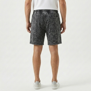Shorts pour hommes délavés à l'acide en toile polyester/coton, avec logo personnalisé, cordon de serrage, pour l'été, décontractés, couleur unie, séchage rapide, respirants, OEM - Product Image 4