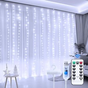 300 LED Dimmable Fairy Curtain <b>Lights</b> with Remote Timer 8 Modes USB Powered <b>String</b> <b>Lights</b> for Room Wall Xmas Party Decor - Product Image 1
