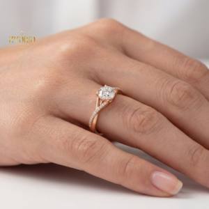 Anillo de Compromiso de Lujo con Diamante Cultivado en Laboratorio, con Corte Pavé, Chapado en Oro, Anillo de Boda para Mujer, Regalo para Fiesta - Product Image 4