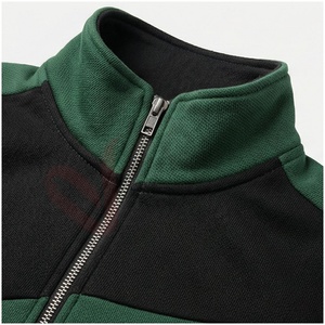 Conjunto Deportivo Verde para Hombre, Manga Larga, Cuello Alto, Cierre de Cremallera Frontal, Bloques de Color, Transpirable, Corte Regular, Ropa Casual de Otoño - Product Image 4