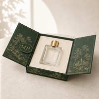 Boîte cadeau de luxe personnalisée, écologique, verte, rigide, pour parfum, avec double porte, fermeture magnétique, design réutilisable, insert en velours