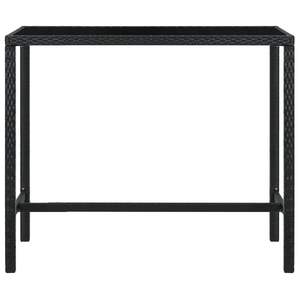 Table de bar en rotin PE noir avec structure en acier thermolaqué et plateau en verre trempé pour usage extérieur - Product Image 2
