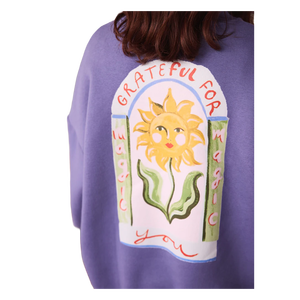 Sweat-shirt tricoté surdimensionné à col en V 100 % coton respirant et doublé pour femme, motif soleil brodé uni, manches régulières - Product Image 3