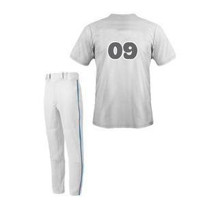 Men's Baseball Uniform Set Navy <b>White</b> Short Sleeve <b>Button</b> Front Jersey With <b>White</b> Pants And Belt Moisture Wicking Polyester - Product Image 6
