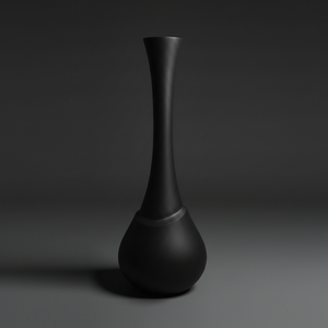 Elegant Matte <b>Black</b> Metal <b>Flower</b> <b>Vase</b> Featuring A Slim Neck And Rounded Base Design For Sophisticated Modern Interior Decoration - Product Image 2