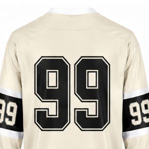 Men White Black <b>Ice</b> Hockey Jersey Long Sleeve Polyester Sports Shirt Team Uniform Training Match Wear Athletic Apparel - Product Image 4