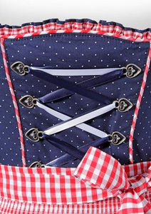 Combinaison Dirndl pour femmes, sans manches, avec dentelle, longueur genou, boutonnée devant, 100% coton respirant, costume de fête bavarois - Product Image 3