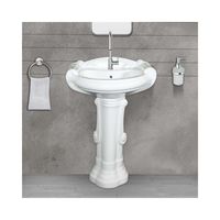 Lavabo sur pied en céramique moderne de luxe 630x530x940mm, bac de lavage pour salle de bain en porcelaine facile à nettoyer, capacité 9L, ensemble Catino