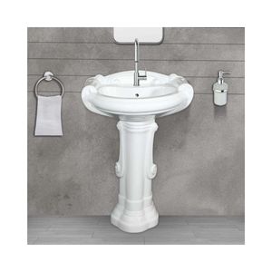 Lavabo de cerámica de lujo con pedestal, lavabo de baño de 630x530x940mm, lavabo de porcelana para lavar ropa, juego Catino - Product Image 6