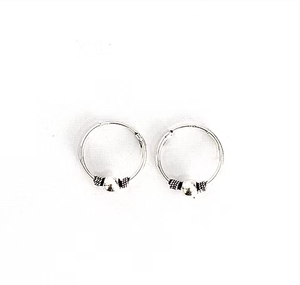 Ethnic <b>Hoop</b> Earrings for Women's 925 Sterling <b>Silver</b> Ball-Shaped Wear Any Occasion, Everyday Wear - Product Image 3