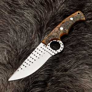 Damascus Steel Skinner Knife With Wood Handle 0.6mm Thickness Hunting Blade Single Edge Outdoor <b>Tool</b> - Product Image 1