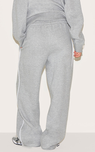 Conjunto Deportivo Gris para Mujer, Manga Larga, Corte Holgado, Cuello Alto con Cierre, Color Sólido, Ropa Casual con Bolsillos Laterales, Estilo Otoñal - Product Image 3