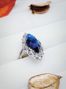 Anillo de Cuarzo Celestial Azul Real para Mujer, Joyería Elegante, Anillo con Gema Brillante para Fiesta, Boda y Regalos - Product Image 6