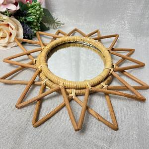 Handcrafted Bamboo Cane <b>Mirror</b> Round Rattan Wall <b>Mirror</b> Rustic Farmhouse Home Decoration Framed Round Design - Product Image 5