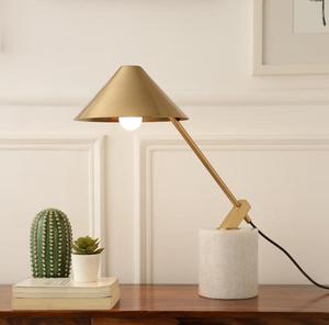 Minimalist Ceramic Table Lamp With <b>Black</b> Metal Cone <b>Shade</b> Adjustable Arm 2700K Warm <b>Light</b> For Bedroom - Product Image 2