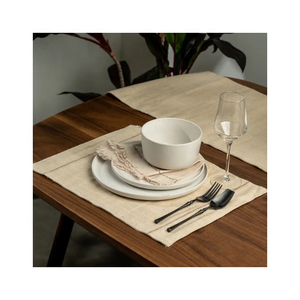 Premium organique 100% coton solide uni beige brodé GOTS certifié 14x18 "napperons artisanaux pour une vie respectueuse de l'environnement - Product Image 1