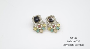 Pendientes de tuerca 09410, pendientes chapados en Mehandi, pendientes de circonita cúbica, pendientes florales coloridos de latón para bodas y fiestas para mujer - Product Image 5