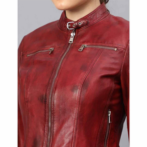 Women's Genuine Leather Outdoor Jacket Autumn Waterproof Breathable High Quality Made in Pakistan - Product Image 3