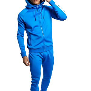 Men’s Royal Blue Tracksuit Full <b>Zip</b> <b>Hooded</b> Jacket Jogger Pants Two Piece Athletic Sportswear Streetwear Sweatsuit Set - Product Image 4