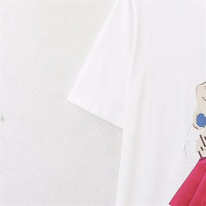 Camiseta de Mujer con Estampado Gráfico, Estilo Urbano, Holgada, Informal, de Algodón, Manga Corta - Product Image 3