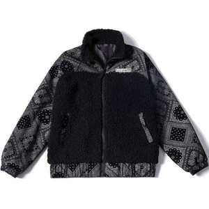 Men's Techwear Sherpa Fleece <b>Jacket</b> Paisley Bandana Patchwork Streetwear Harajuku Winter Warm Tactical Hip Hop Bomber Coat Parka - Product Image 5