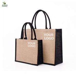 Sacs en jute pliables écologiques AYUSH avec logo imprimé, couleur personnalisée, durables, pour aliments et outils de voyage - Product Image 2