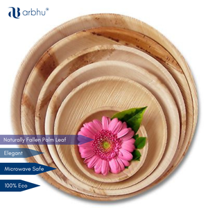 Plato Redondo Desechable de Hoja de Palma Areca, Biodegradable y Compostable para Fiestas Naturales - Product Image 2