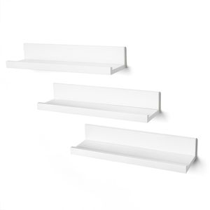 Set di 3 Mensole Galleggianti da Parete Bianche YJ da 14 Pollici in Materiale Rattan per Ufficio, Soggiorno, Camera da Letto, Mensole Decorative da Appendere - Product Image 3