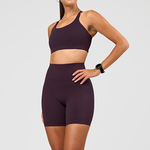 Women's Seamless Solid Color <b>Halter</b> <b>Neck</b> Sports <b>Bra</b> Medium Support Yoga Fitness Top - Product Image 3