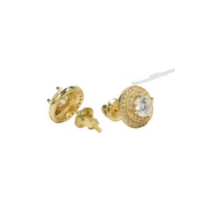 Personalizado VVS Moissanite diamante plata esterlina chapado en oro Hip Hop Halo Stud tornillo trasero pendiente para mujer joyería minimalista - Product Image 1