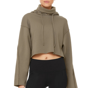 Sudadera con capucha corta para mujer, ajustada con cordón, manga larga, talla grande, transpirable, suave, cálida, con bordado - Product Image 4