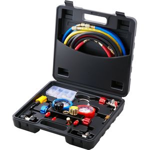 Manometro digitale a 4 vie per refrigeranti R134A, R22, R12, R410A con tubi da 1,5 m e raccordi, funziona anche con serbatoi. - Product Image 5