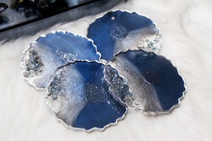 Resin Coasters Art Deco Floral Design Wedding Birthday Customizable Color Shape Wood Handicraft Multi Functional - Product Image 6