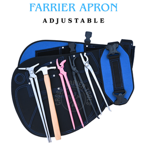 Kit de herramientas para herrador con delantal de cuero, separador de pezuñas, clincher curvo rosa, clincher tipo caimán y martillo de accionamiento - Product Image 4