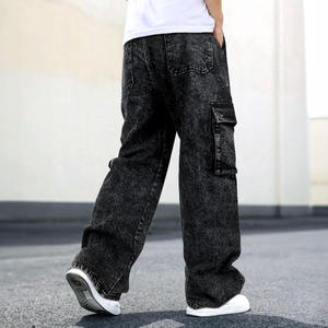 Pantalones Cargo de Mezclilla de Algodón con Lavado Ácido, Estilo Streetwear, de Alta Calidad OEM, con Múltiples Bolsillos, Corte Holgado y Recto para Hombre - Product Image 4
