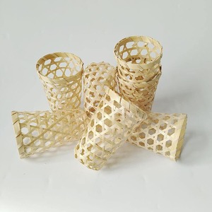 Manchon en bambou pour verres, porte-gobelet tissé décoratif, couvercle naturel pour verre, en gros - Product Image 3