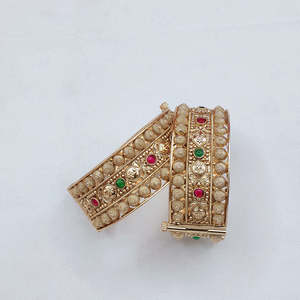 Fine <b>Bangles</b> <b>Set</b>-Traditional Pota Stone Openable Design - Product Image 1