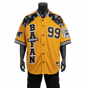 Camiseta 100% algodón para hombre, corte holgado, estampada, estilo deportivo, tipo jersey de béisbol, transpirable, con paneles de malla de poliéster y parche bordado. - Product Image 6