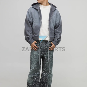 Sweat-shirt à capuche pour homme avec design en strass, fournisseur en gros ZABEX SPORTS, sweat-shirt en strass personnalisé de qualité supérieure - Product Image 5