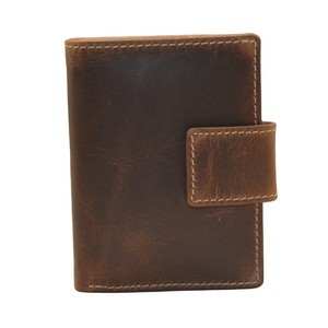 Genuine Leather Bifold <b>Wallet</b> Card Slots Button Closure 4 Inch for Credit Cards Normcore/Minimalist Style <b>RFID</b> <b>Blocking</b> - Product Image 2