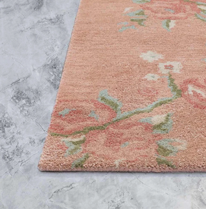 Tapis de prière floral rose moderne en pure laine tuftée à la main de haute qualité, écologique, antidérapant, nettoyage à sec, rembourré - Product Image 3
